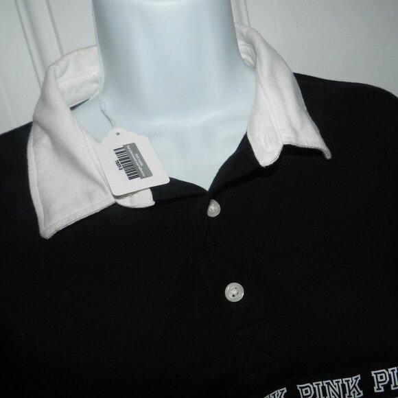 PINK Victoria's Secret Collared Long Sleeve Polo Shirt  Women's M 🆕⌚📦🏃💨🚚 - Picture 3 of 16
